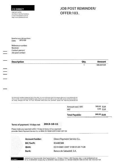 Jobdirect24-rechnung